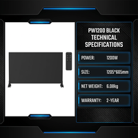 Aura Factory Direct PW1200 Pemanas Panel Inframerah Pintar 1200W Tuya WiFi IP44 Aman untuk Kamar Mandi, Pemasangan di Langit-langit, Kontrol Sentuh Jarak Jauh