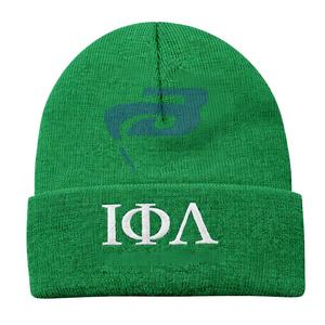 หมวกไหมพรมปักลาย 3 มิติ สีเขียวและสีขาว ของชมรมนักศึกษา Iota Phi Lambda IPL รุ่น Winter Beanie คุณภาพพรีเมียม - Product Image 1