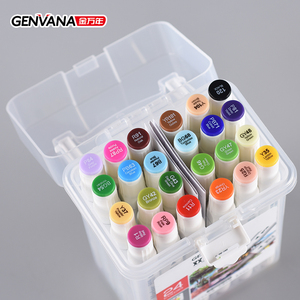 Marqueurs d'art GENVANA en gros, à base d'huile, 24 couleurs, double pointe, pour <span class=keywords><strong>dessin</strong></span> et croquis, usine OEM - Product Image 4