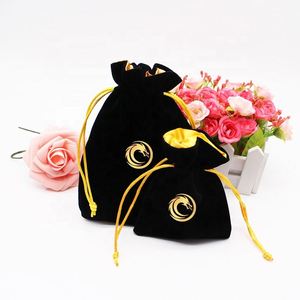 Pochette à cordon pour bijoux, sac cadeau personnalisé avec logo imprimé, doublure en satin, velours écologique, emballage pour montre - Product Image 4