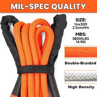 Corde de récupération cinétique 1 po x 30 pi, 36 000 lb, avec 2 manilles souples, kit de récupération tout-terrain pour camions, SUV, UTV, ATV, tracteurs, voitures, Jeeps