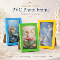 Cadre photo carré en PVC plastique personnalisé bleu vert jaune, durable, léger, pour table ou mur, décoration intérieure, salon