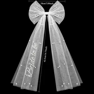<span class=keywords><strong>Voile</strong></span> en tulle avec nœud PESENAR pour future mariée, <span class=keywords><strong>voile</strong></span> décoré de perles blanches pour enterrement de vie de jeune fille et fête prénuptiale - Product Image 2