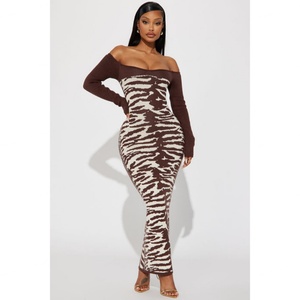 Wholesale New Products Autumn New Fashion Stripe Dress Comfortable and Elastic Style Full of Middle Length Dress - Product Image 1
