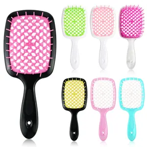 2023 Wide Teeth Detangle Hair brush Wet & Dry Paddle Brush Massaging Soft Straightener Hair Hollowing Out Massage Comb