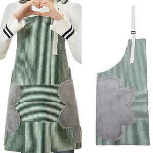 Wholesale Water-drop Oil Resistant Cooking Bib Kitchen <b>Apron</b> with Hand Wipe & Pocket for Women <b>Men</b> Chef - Product Image 2