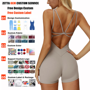 Combinaison de <span class=keywords><strong>sport</strong></span> moulante respirante à col carré pour <span class=keywords><strong>femme</strong></span>, effet push-up, extensible, avec découpes, personnalisable OEM - Product Image 1