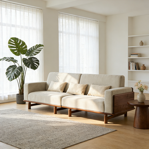 أريكة ثلاثية المقاعد من خشب الجوز الأسود الأمريكي الصلب، تصميم بسيط للمساحات الصغيرة، أريكة لغرفة المعيشة المنزلية، بيع بالجملة من المصنع - Product Image 5