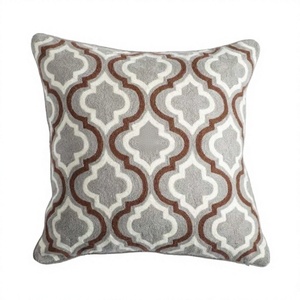 Hot Selling Modern Wool Cushion <b>Cover</b> with Kashmiri Embroidery Chain Stitched for <b>Sofa</b> Living Room Geometric Vintage Pattern - Product Image 1
