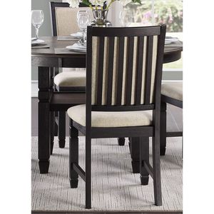 DB 2pcs Set Beautiful Black Wooden <b>Side</b> Chairs Solid Beige Color Textured Fabric Upholstered Dining Chairs for <b>Living</b> <b>Rooms</b> - Product Image 1