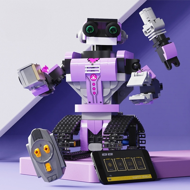 Car Voice   Remote Control Robot UOBOT Track Assembly Building Block Plastic Toy