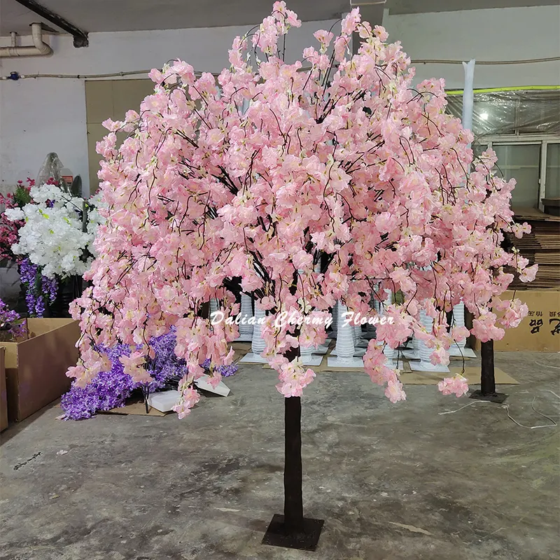 교수형 인공 체리 벚꽃 나무 화이트 핑크 가짜 일본어 6ft 꽃 나무 웨딩 장식