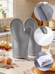 Gants de cuisine et maniques de four créatifs en néoprène noir résistant à la chaleur avec motifs imprimés - Product Image 6