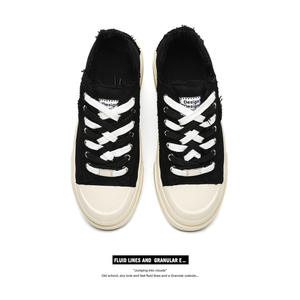 Zapatos de Lona con Cordones en Forma de Media Luna, Versátiles y a la Moda, con Suela de Goma Gruesa Retro, Cómodos para Todas las Temporadas, para Hombres y Mujeres - Product Image 3