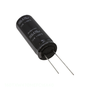 Condensador de canal del fabricante 160TXW470MEFC16X40, de aluminio, 470uF, 20%, 160V, radial, de orificio pasante - Product Image 1