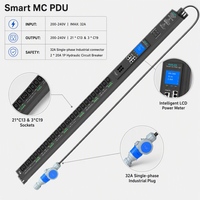 KAILES(KLS) Smart MC PDU 32A 200-240V avec 24 prises (21 C13 3 C19) Compteur intelligent Montage en rack industriel Noir 7680W Charge maximale