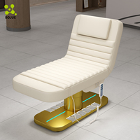 Fauteuil de massage électrique 4 moteurs de luxe moderne doré pour salon de beauté, table cosmétique, chaise de spa pour cils, LED, tatouage