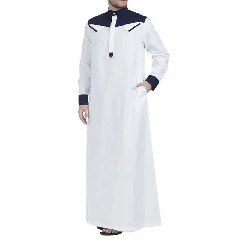 Diseños de ropa islámica de estilo saudí para hombre al por mayor de tela suave Thobe de Dubái estilo omaní túnica de hombre caftán Thawb tamaño personalizado