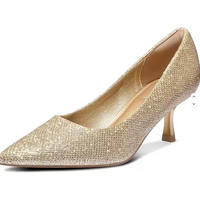 Chaussures à talons bas pointus en cuir PU de 2 pouces pour femmes, avec logo personnalisé, style usine