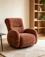 Fauteuil inclinable électrique vintage en chenille VOXHOME avec port USB, éponge haute densité, canapé individuel pour salon