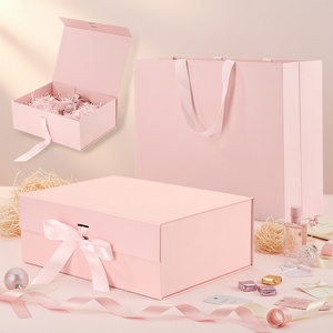 Hot Selling <b>Large</b> Light pink <b>Boxes</b> with Magnetic Close for Gifts Cardboard Folding Luxury Gift <b>Packing</b> Box with Ribbon - Product Image 1