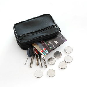 Alta calidad de cuero genuino negro Cartera de piel de <span class=keywords><strong>oveja</strong></span> tarjeta bolso cartera - Product Image 3