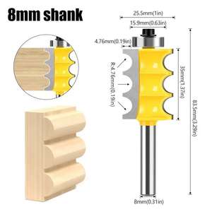 Vástago <span class=keywords><strong>triple</strong></span> de 1/4 "y 1/2" y <span class=keywords><strong>triple</strong></span> <span class=keywords><strong>flauta</strong></span> de 2 bits, brocas de enrutador de moldeo grandes, juego de brocas de enrutador de cuchillo de línea para madera - Product Image 2