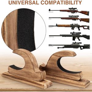 Support mural en bois pour armes à feu, lot de 2, robuste, finition hêtre, pour rangement de fusils, présentation à domicile ou pour la chasse - Product Image 2