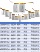 En stock, batterie Lipo rechargeable au lithium-ion polymère KC 80mAh 110mAh 160mAh 210mAh 250mAh 3.7V, petite batterie Lipo avec PCB pour outils électriques