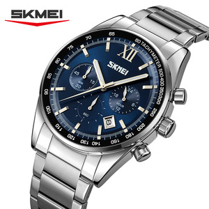 SKMEI – montre à quartz chronographe pour hommes, tachymètre professionnel, montre-bracelet en acier inoxydable, cadran multifonction avec date, montre étanche - Product Image 2