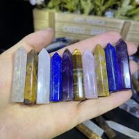 Bâtonnet de cristal à pointe unique en pierres précieuses naturelles mélangées, tour de cristal hexagonale pour la guérison Reiki, la méditation et la décoration
