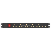 PDU (Power Distribution Unit) 1U 19 Pollici (Quadro di Distribuzione) Modulare a 6 Vie 10A IP20 con Opzioni Spina UK per Armadio di Rete Data Center