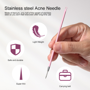 LMLTOP Ensemble professionnel de 2 aiguilles pour éliminer les points noirs, en acier inoxydable, outil de traitement de l'acné, <span class=keywords><strong>extraction</strong></span> du visage et du nez - Product Image 3