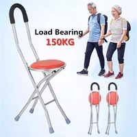 Canne de marche d'extérieur en acier inoxydable, bâton de marche pliable avec chaise pour personnes âgées