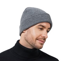 Bonnet tricoté unisexe d'hiver en matière douce, avec patch brodé, bonnet à revers, bonnet tricoté personnalisé avec logo pour l'hiver