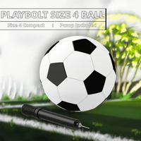 Ballon de football taille 4 avec pompe - Noir et blanc 8 oz Ballon d'entraînement et de match pour enfants, jeunes et adultes (Pack 1)