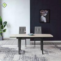Meubles de salle à manger de qualité supérieure, design luxueux, table rectangulaire avec pieds en métal noir, ensemble de table à manger