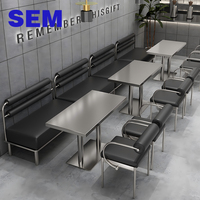 Banquette et chaise de restaurant SEM en acier inoxydable durable pour usage commercial dans les hôtels et les cafés, banquette en cuir noir