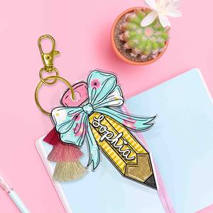 Bow Bowknot trở lại trường học trẻ em Quà Tặng ba lô bút chì Keychain ngày đầu tiên của trường tùy chỉnh Keychain Móc chìa khóa - Product Image 5