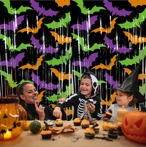 Tela de Fondo Decorativa para Fiesta Temática de Halloween 2025 con Diseño de Calabazas, Fantasmas y Murciélagos - Product Image 4