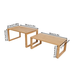 Bamboo Kitchen Storage <b>Rack</b> Two Piece Countertop Spice <b>Rack</b> Multi Function <b>Dish</b> Organizer - Product Image 2