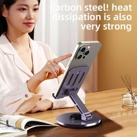 Support de téléphone universel TikTok en alliage d'aluminium et silicone, rotation à 360 degrés, pliable, portable, design réglable, pour bureau, salon, jeux