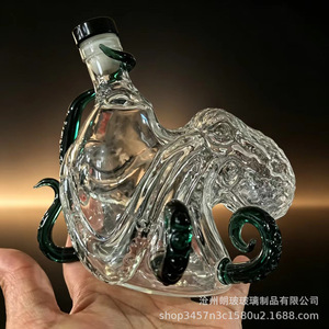 Nouvel article – Bouteille souvenir en verre borosilicate en forme de pieuvre Kraken pour <span class=keywords><strong>rhum</strong></span> noir, 350 ml, vente en gros - Product Image 4
