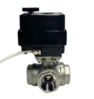 Vanne à boisseau sphérique électrique en acier inoxydable à trois voies, actionneur électrique DC12V 24V AC 110V 220V, mélangeur d'eau, diviseur, direction de drainage