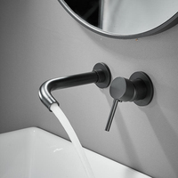 Robinet de lavabo mural monocommande de luxe moderne, encastré, en laiton avec cartouche céramique, mitigeur pour salle de bain