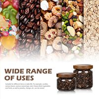 Accessoires de cuisine 120ml 200ml 250ml 380ml Pots de conservation en verre borosilicate de qualité alimentaire transparents avec couvercle en bois d'acacia hermétique