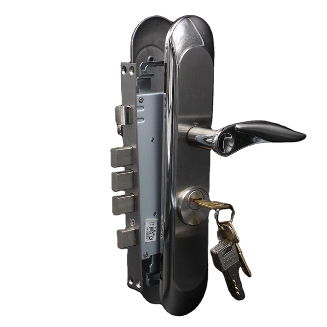 Lelong Euro Polished Stainless Steel 304 Mechanical Style Anti-theft Anti-Rust Outdoor Gate Safety Lock with 7 Keys