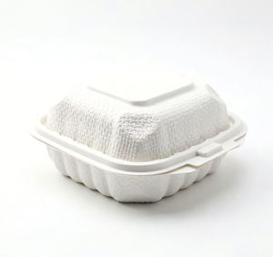 White Pp <b>Plastic</b>, <b>Small</b> 6-Inch Hamburger Flap <b>Box</b>, Disposable Takeout Food Container - Product Image 1