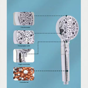 โครเมี่ยมยอดนิยมเก้าระดับสิบฟังก์ชั่นหัวฝักบัว<span class=keywords><strong>แบบ</strong></span>มือถือหัวกรองผ้าฝ้าย PP ก๊อกน้ำในห้องน้ำอุปกรณ์เสริมประเภทฝักบัว - Product Image 3