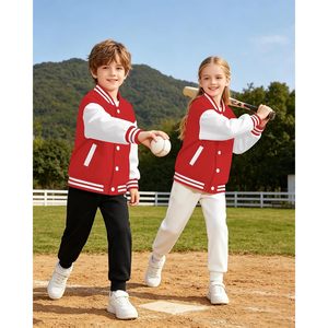 Veste bomber et veste de baseball unisexe pour enfants d'école primaire, pour garçons et filles, en tissu tricoté - Product Image 2
